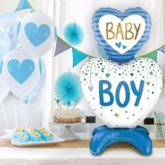 Toptan Ayaklı Baby Boy Mavi Folyo Balon