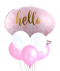 Toptan Hello Baby Pembe Folyo Balon