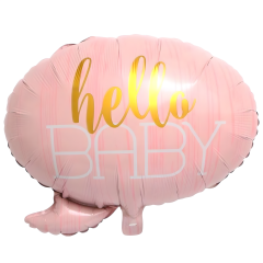 Toptan Hello Baby Pembe Folyo Balon