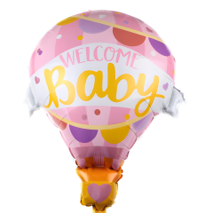 Toptan Welcome Baby Pembe Folyo Balon