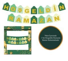 Toptan Hoşgeldin Ramazan Yeşil Puantiyeli Banner